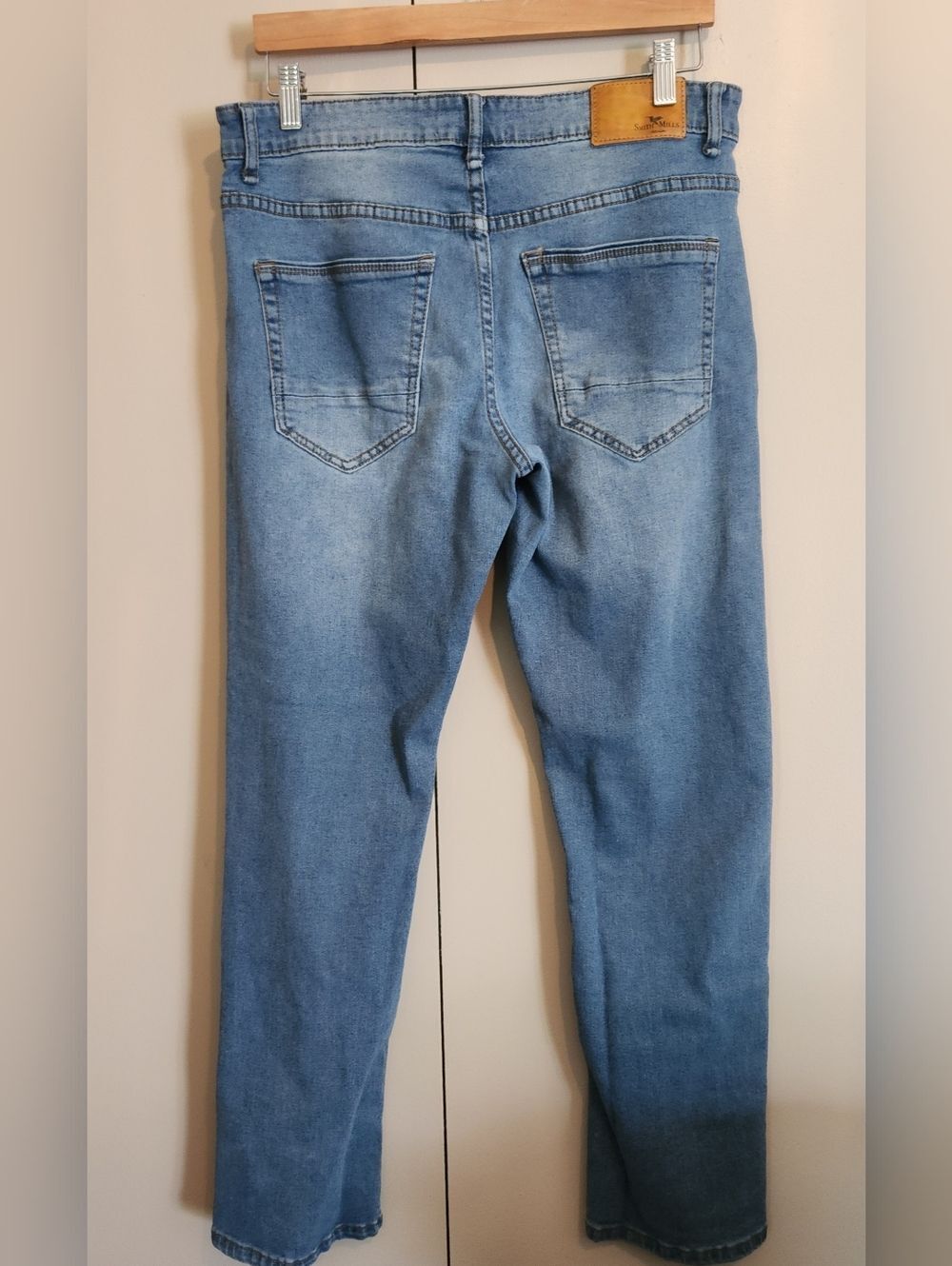 19 Smith & Mills Mens Light Blue Denim Jeans Straight leg Size 33x30